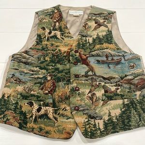 Vintage Tapestry Vest Hunting & Fishing Made in USA Sz Large